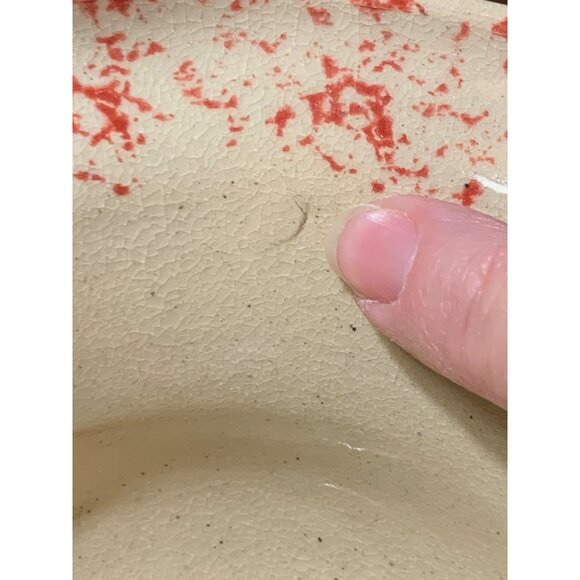 Handmade Red & Cream Speckled Ceramic Apple Baker Dish Bowl 4" Diameter - Picture 2 of 6